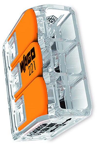 WAGO Klemme 221-613 3 Leiter 6qmm transparent