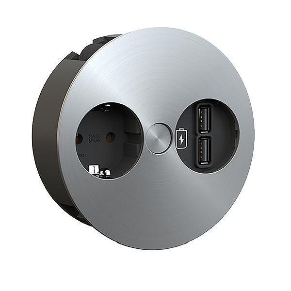 Bachmann Steckdosenleiste TWIST 1xCEE7/3 1xUSB Edelstahl 2,0m