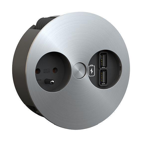 Bachmann Steckdosenleiste TWIST 1xUTE 1xUSB Edelstahl 2,0m