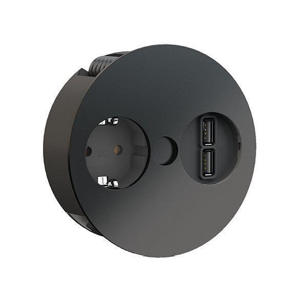 Bachmann Steckdosenleiste TWIST 1xCEE7/3 1xUSB RAL9005 2,0m