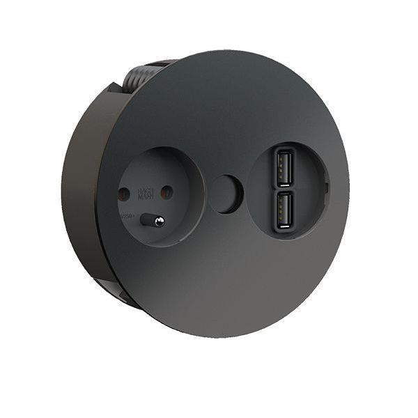 Bachmann Steckdosenleiste TWIST 1xUTE 1xUSB RAL9005 2,0m