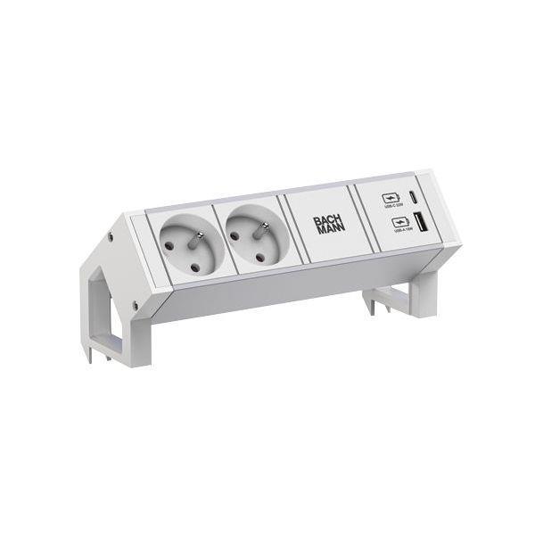 Bachmann Steckdosenleiste DESK2 ALU WHITE 2xUTE 1xUSB A/C 22W 0 2m