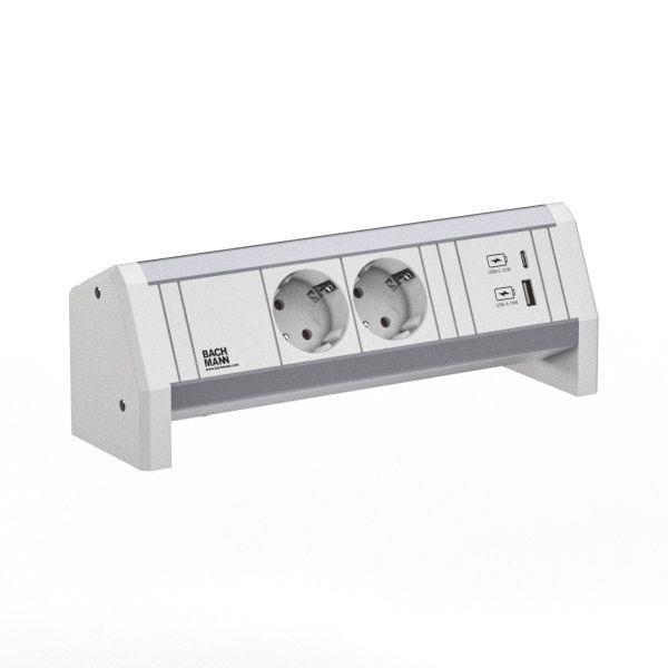Bachmann Steckdosenleiste DESK 2xUTE 1xUSB A/C 22W GST18 RAL9010