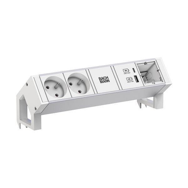 Bachmann Steckdosenleiste DESK2 ALU WHITE 2xUTE 1xCM 1xUSB A/C 22W