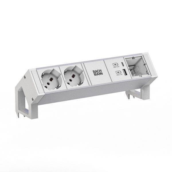 Bachmann Steckdosenleiste DESK2 ALU WHITE 2xP40 1xCM 1xUSB A/C 22W