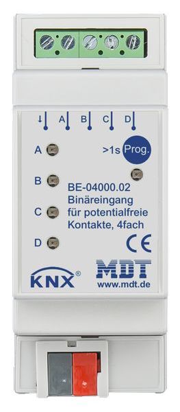 MDT KNX Binäreingang 4-fach, 2TE REG, Ausführung potentialfrei