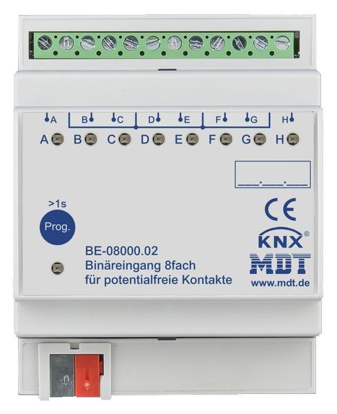 MDT KNX Binäreingang 8-fach, 4TE REG, Ausführung potentialfrei