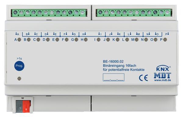 MDT KNX Binäreingang 16-fach, 8TE REG, Ausführung potentialfrei