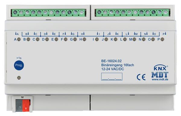 MDT KNX Binäreingang 16-fach, 8TE REG, Ausführung 24 V AC/DC