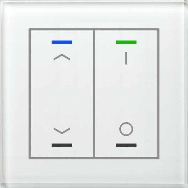 MDT KNX Glastaster II Light 2-fach, RGBW, Temperatursensor, Weiß, Jalousie_Schal