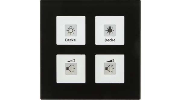 MDT KNX Glastaster Plus 4-fach, Schwarz, mit Temperatursensor