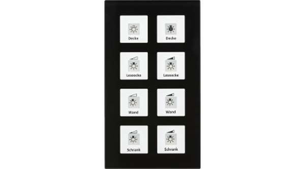 MDT KNX Glastaster Plus 8-fach, Schwarz, mit Temperatursensor