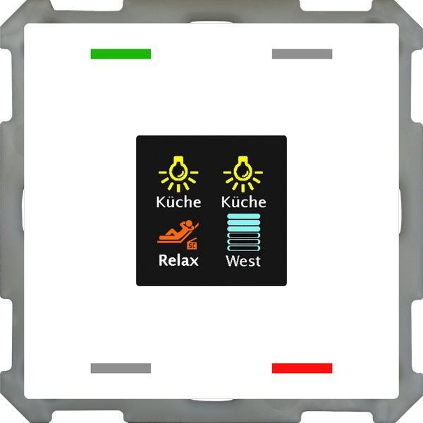 MDT KNX Taster Smart 63 4-fach mit Farbdisplay und T-/F-Sensor, Studioweiß glänz
