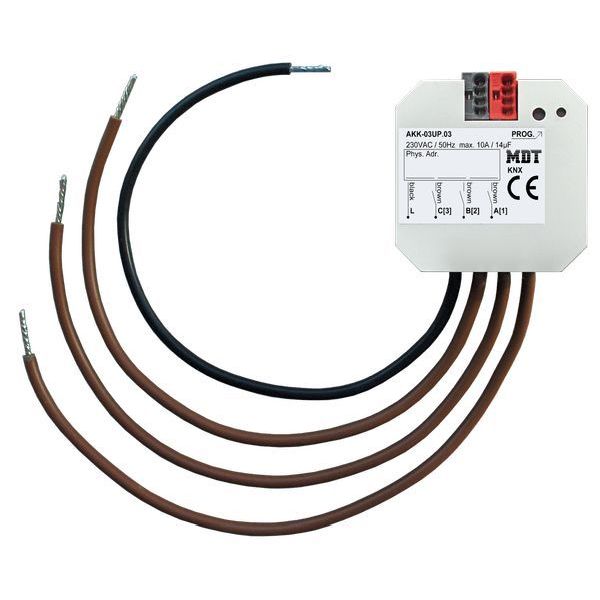 MDT KNX Schaltaktor 3-fach, UP, 10 A, 230 V AC, Kompakt, 14 µF, 2 EVG, Fan coil