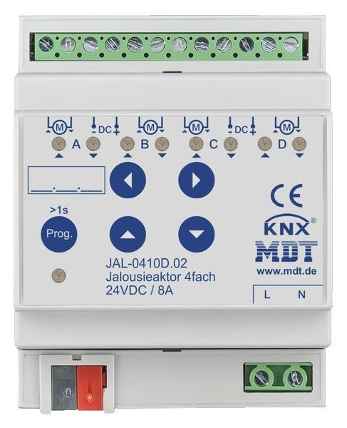 MDT KNX Jalousieaktor 4-fach, 4TE REG, 8 A, 24 V DC