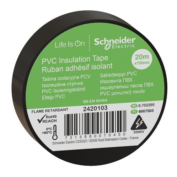 Schneider PVC Isolierband B=19mm, Länge: 20m, Farbe: schwarz, (VPE=8 Rollen)
