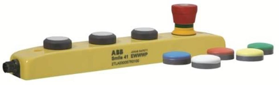 ABB SMILE 41EWWWP Bedienbox mit 3 Tastern, einem Not-Aus-Taster und