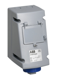 ABB 216RPR12W CEE-Aufputz-Wandsteckdose, 16 A 12h, IP67, 2P+E, mit FI 30 mA