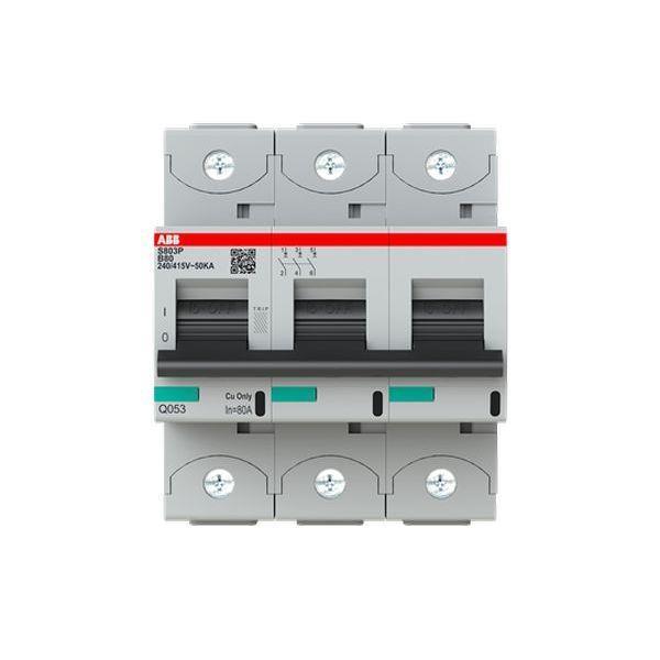 ABB S803P-B80 Hochleis.-Sicherungsautomat 80A, B-Char., Icu=50kA 240/415V AC, 3P