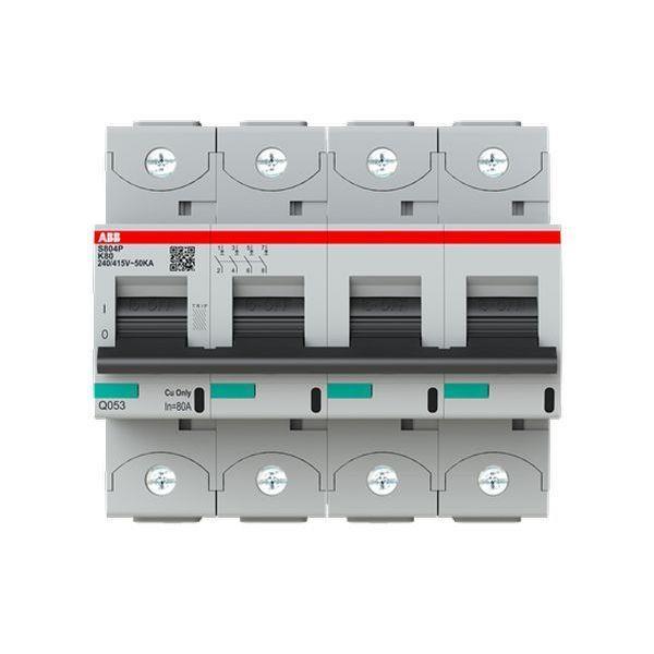 ABB S804P-K80 Hochleis.-Sicherungsautomat 80A, K-Char., Icu=50kA 240/415V AC, 4P ABB S804P-K80 Hochleis.-Sicherungsautomat 80A, K-Char., Icu=50kA 240/415V AC, 4P