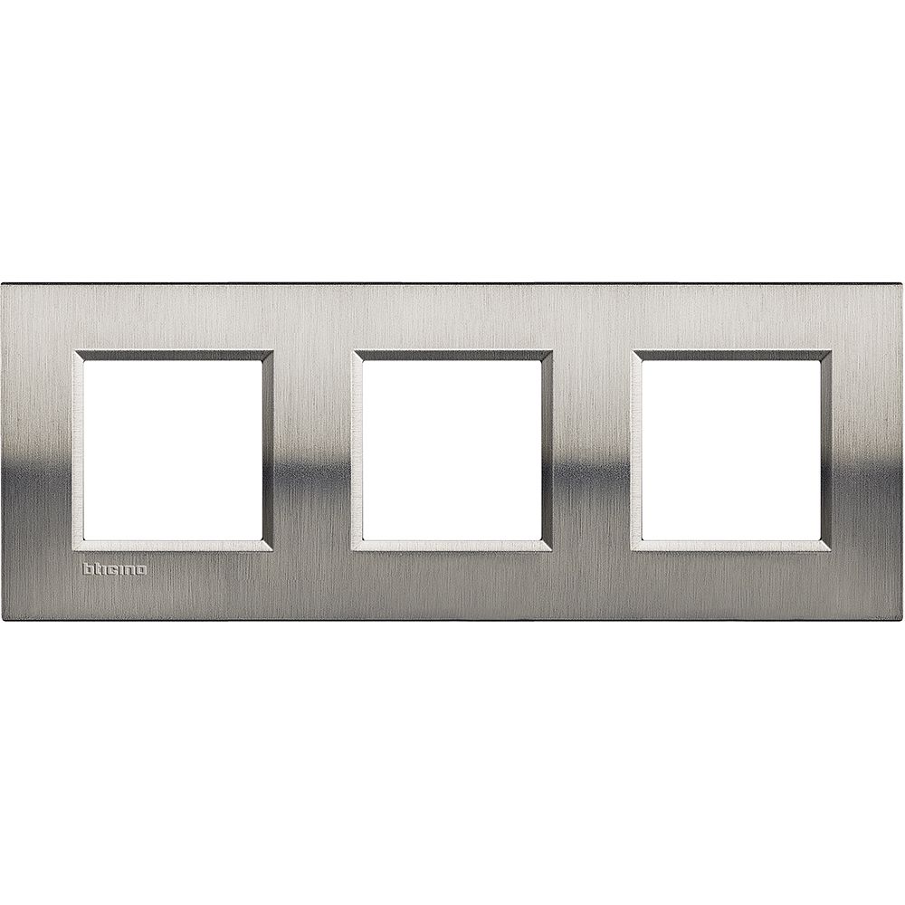 Legrand Abdeckrahmen LIVINGLIGHT: 3-fach, 2 + 2 + 2 Module, Farbe: Stahl, gebürs