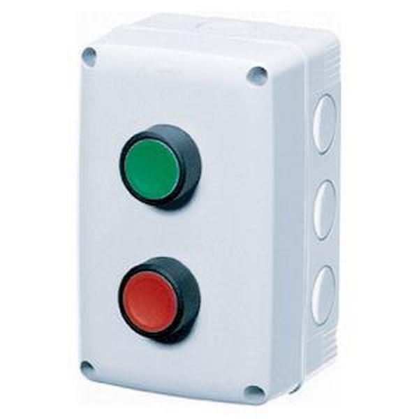 Gewiss Aufputzgehäuse System 2 Tastern Grün/Rot 1 Öffner