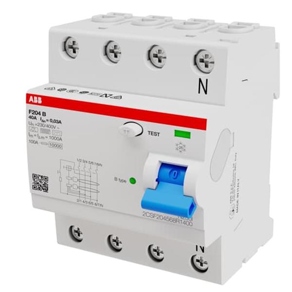 ABB F204B-40/0,03 FI-Schutzschalter Typ B 4P, 40A, 30mA, 3kA, 4TE