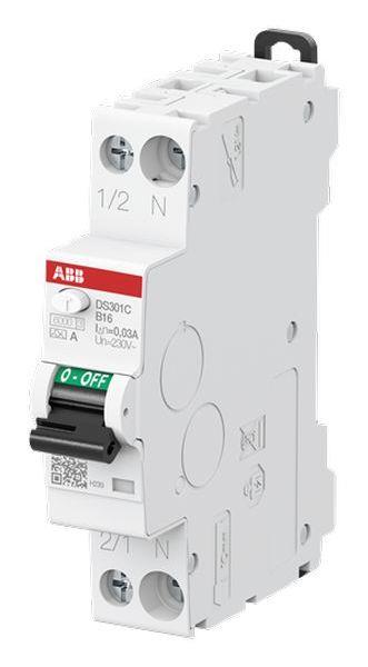 ABB DS301CA-B16/0,03 FI/LS-Schalter 6kA, 1P+N, Typ A, B16, 30mA