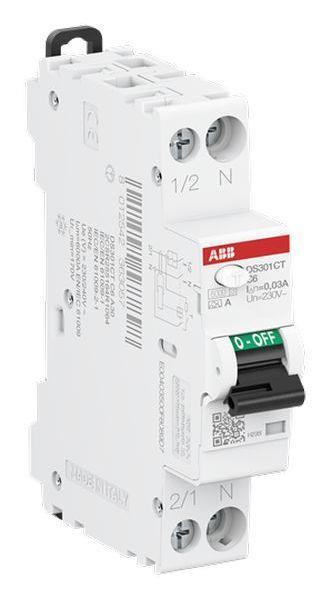ABB DS301CAT-C6/0,03 FI/LS-Schalter 6kA, 1P+N, Typ A, C6, 30mA, Bahn