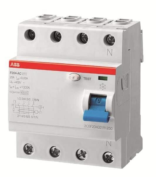 ABB F204A-63/0,03UNV FI-Schutzschalter 4P, Typ A, 63A, 30mA, ABB F204A-63/0,03UNV FI-Schutzschalter 4P, Typ A, 63A, 30mA,